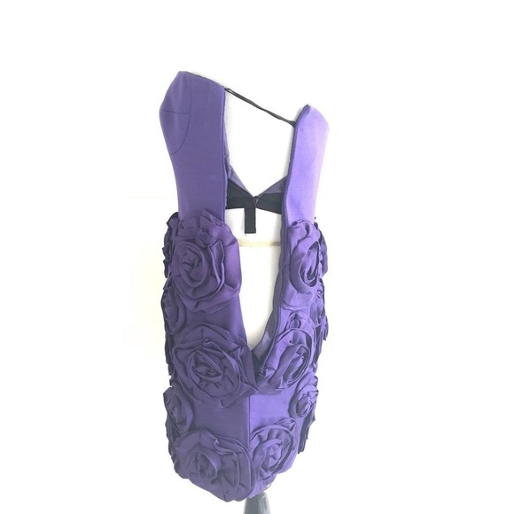 Cynthia Steffe | Womens Size 0 Rosette Appliqué Strapless Dress Purple Fit Short - Picture 6 of 14